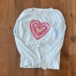 J. Crew Light Blue Long Sleeve with Heart Design